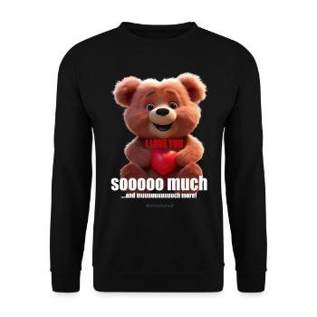 TEDDY IN LOVE WITH HEART - Unisex Sweatshirt - black - Front - Alina (178cm) & Michal (187cm)