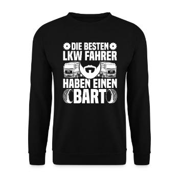 LKW Fahrer Lkw-Fahrer - Unisex Pullover - Schwarz - Vorne - Alina (178cm) & Michal (187cm)