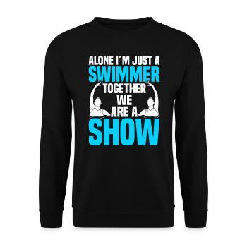 Synchronschwimmen - Unisex Pullover - Schwarz - Vorne - Alina (178cm) & Michal (187cm)