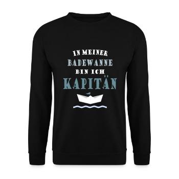 IN MEINER BADEWANNE BIN ICH KAPITÄN - Unisex Pullover - Schwarz - Vorne - Alina (178cm) & Michal (187cm)