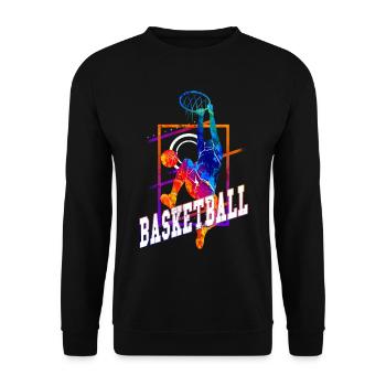 Basketball Basketballspieler Spieler Vintage Bunt - Unisex Pullover - Schwarz - Vorne - Alina (178cm) & Michal (187cm)