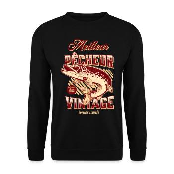 Meilleur pêcheur depuis 1963 cadeau 60 ans - Sweat-shirt Unisexe - noir - Devant - Alina (178cm) & Michal (187cm)