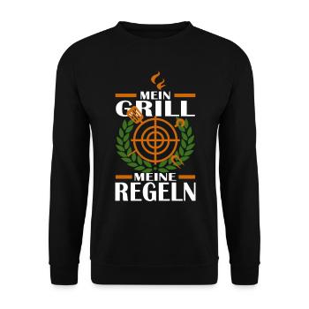 MEIN GRILL MEINE REGELN - Unisex Pullover - Schwarz - Vorne - Alina (178cm) & Michal (187cm)