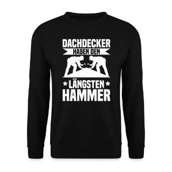 Dachdecker Hammer Dachdeckermeister - Unisex Pullover - Schwarz - Vorne - Alina (178cm) & Michal (187cm)
