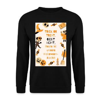 Kinder Halloween Nacht - Unisex Pullover - Schwarz - Vorne - Alina (178cm) & Michal (187cm)