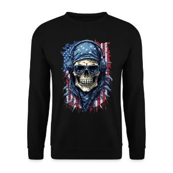 Vintage America Skull Flag Sunglasses Shirt - Unisex Sweatshirt - black - Front - Alina (178cm) & Michal (187cm)