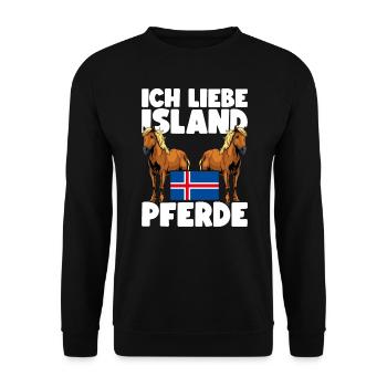 Islandpferd Island Pferde - Unisex Pullover - Schwarz - Vorne - Alina (178cm) & Michal (187cm)