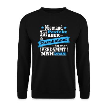 Eisenbahner, Lokomotiven und Zug Fan - Unisex Pullover - Schwarz - Vorne - Alina (178cm) & Michal (187cm)
