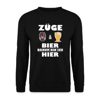 Zug und Bier Fan - Unisex Pullover - Schwarz - Vorne - Alina (178cm) & Michal (187cm)