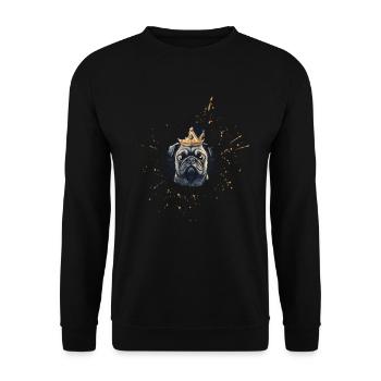 Mops Fan 2.0 - Unisex Pullover - Schwarz - Vorne - Alina (178cm) & Michal (187cm)
