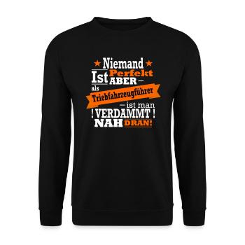 Triebfahrzeugführer, Eisenbahn und Zug Fan - Unisex Pullover - Schwarz - Vorne - Alina (178cm) & Michal (187cm)