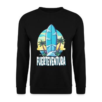 Fuerteventura Surfing Surfboard Palm Trees Island Summer - Unisex Sweatshirt - black - Front - Alina (178cm) & Michal (187cm)