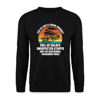 Life Is Like A Train Journey - Unisex Pullover - Schwarz - Vorne - Alina (178cm) & Michal (187cm)