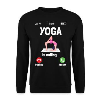 Yoga is calling Women Fitness and Gym Funny - Unisex Sweatshirt - black - Front - Alina (178cm) & Michal (187cm)