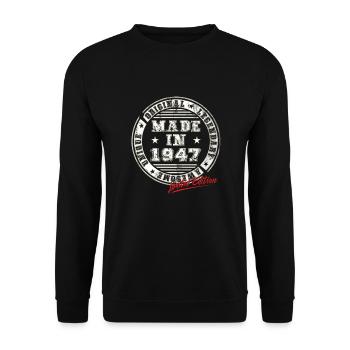 Rétro Patch Vintage 1947 cadeau d’anniversaire - Sweat-shirt Unisexe - noir - Devant - Alina (178cm) & Michal (187cm)