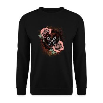 Tatouage coeur brisé avec des épines et des roses - Sweat-shirt Unisexe - noir - Devant - Alina (178cm) & Michal (187cm)
