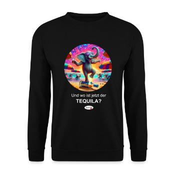 Wo ist jetzt der Tequila? - Partyelefant - Unisex Pullover - Schwarz - Vorne - Alina (178cm) & Michal (187cm)