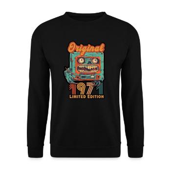 Original 1971 Kassette Geburtstag Limited Edition - Unisex Pullover - Schwarz - Vorne - Alina (178cm) & Michal (187cm)