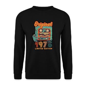 Limited Edition 1976 Original Kassette Geburtstag - Unisex Pullover - Schwarz - Vorne - Alina (178cm) & Michal (187cm)