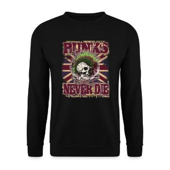 Punks sterben nie, Union Jack, Punk Skull - Unisex Pullover - Schwarz - Vorne - Alina (178cm) & Michal (187cm)