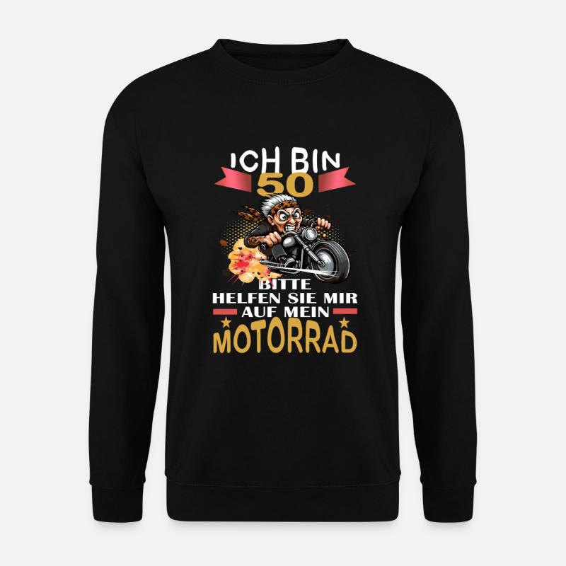 ICH BIN 50 BITTE HELFEN SIE MIR AUF MEIN MOTORRAD - Unisex Pullover - Schwarz