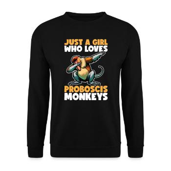 Proboscis Monkey Dabbing Monkey Gift Monkeys - Unisex Sweatshirt - black - Front - Alina (178cm) & Michal (187cm)