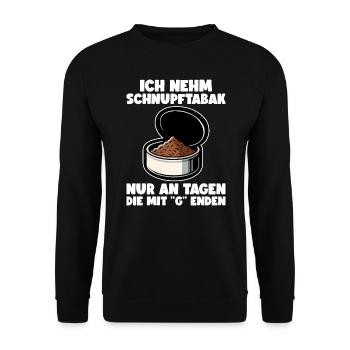 Schnupftabak Priis Schnupftabak Dose - Unisex Pullover - Schwarz - Vorne - Alina (178cm) & Michal (187cm)