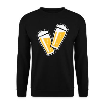 2 Biergläser Stoßen An (Bier / Willibecher / 3C) - Unisex Pullover - Schwarz - Vorne - Alina (178cm) & Michal (187cm)