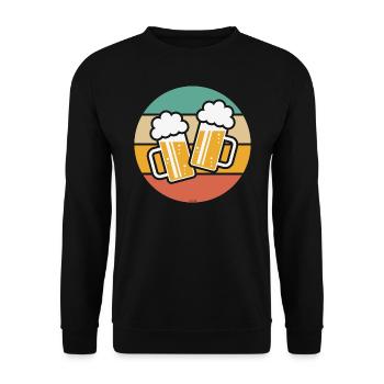 X2 chopes de bière toast, santé ! (Bière / Soleil / 5C - Sweat-shirt Unisexe - noir - Devant - Alina (178cm) & Michal (187cm)