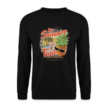 Summer Time Shark Flamingo Pineapple - Unisex Sweatshirt - black - Front - Alina (178cm) & Michal (187cm)