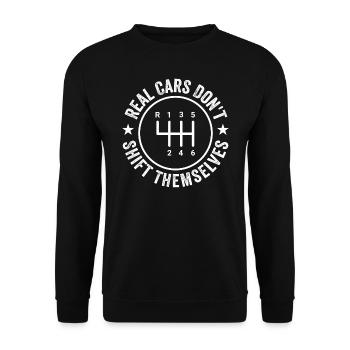 Echte Autos inklusive Schaltgetriebe - Unisex Pullover - Schwarz - Vorne - Alina (178cm) & Michal (187cm)