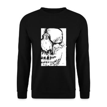 Skull Bones Ink Drawing - Unisex Pullover - Schwarz - Vorne - Alina (178cm) & Michal (187cm)