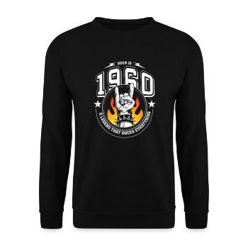 1960 Geburtstag, rockt alles - Unisex Pullover - Schwarz - Vorne - Alina (178cm) & Michal (187cm)