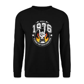 1976 Birthday, rocks everything - Unisex Sweatshirt - black - Front - Alina (178cm) & Michal (187cm)
