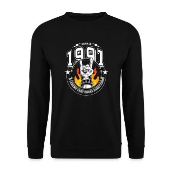 1991 Birthday, rocks everything - Unisex Sweatshirt - black - Front - Alina (178cm) & Michal (187cm)