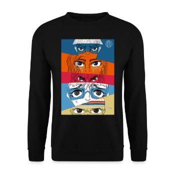 Collage d’yeux d’anime #1 - Sweat-shirt Unisexe - noir - Devant - Alina (178cm) & Michal (187cm)