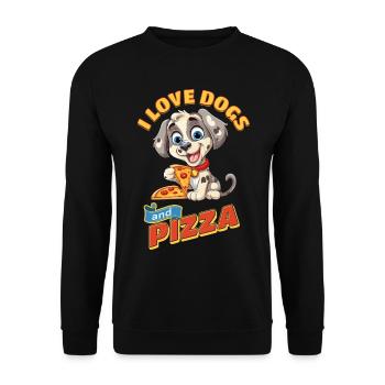 Dog I Love Dogs And Pizza Funny Funny Humor - Unisex Sweatshirt - black - Front - Alina (178cm) & Michal (187cm)