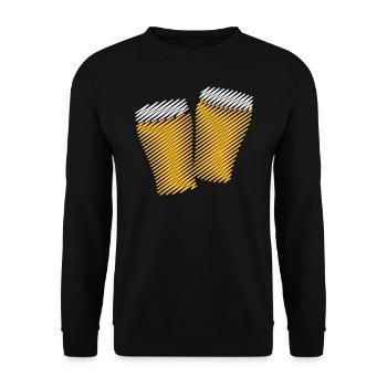 2 Biergläser Stoßen An (Bier / Scribble) - Unisex Pullover - Schwarz - Vorne - Alina (178cm) & Michal (187cm)