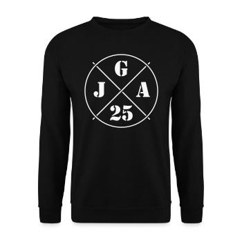 JGA 25 (Junggesellenabschied 2025 Kreis Symbol W) - Unisex Pullover - Schwarz - Vorne - Alina (178cm) & Michal (187cm)