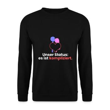 Unser Status: es ist kompliziert - Unisex Pullover - Schwarz - Vorne - Alina (178cm) & Michal (187cm)