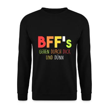 BFF's gehen durch dick und dünn - Unisex Pullover - Schwarz - Vorne - Alina (178cm) & Michal (187cm)
