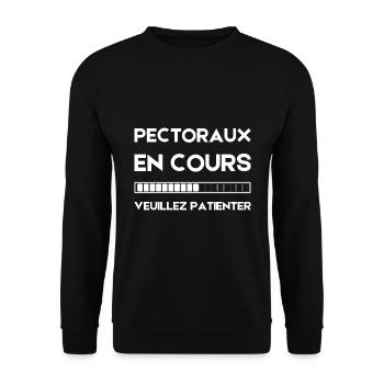 pectoraux en cours veuillez patienter ! sport - Sweat-shirt Unisexe - noir - Devant - Alina (178cm) & Michal (187cm)