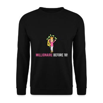 Millionär vor 18! - Unisex Pullover - Schwarz - Vorne - Alina (178cm) & Michal (187cm)