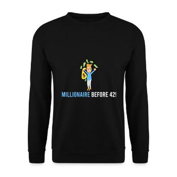 Millionär vor 42! - Unisex Pullover - Schwarz - Vorne - Alina (178cm) & Michal (187cm)