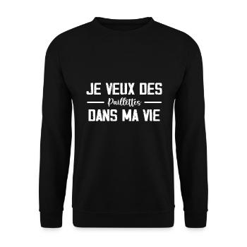 Je Veux Des Paillettes Dans Ma Vie ✨ - Sweat-shirt Unisexe - noir - Devant - Alina (178cm) & Michal (187cm)