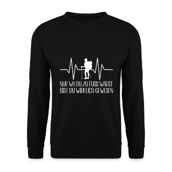 Wandern Geschenkidee Wanderer Berge Trekking - Unisex Pullover - Schwarz - Vorne - Alina (178cm) & Michal (187cm)
