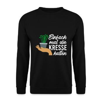 Einfach Mal die Kresse Halten Gartenlust Gärtner - Unisex Pullover - Schwarz - Vorne - Alina (178cm) & Michal (187cm)