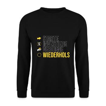 starte - investiere - verdiene - Unisex Pullover - Schwarz - Vorne - Alina (178cm) & Michal (187cm)