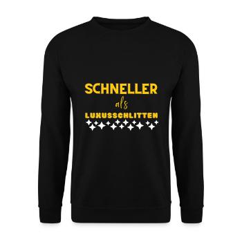 schneller als Luxusschlitten - Unisex Pullover - Schwarz - Vorne - Alina (178cm) & Michal (187cm)