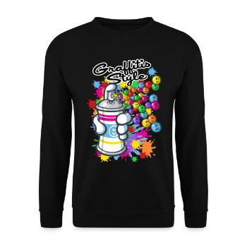 Graffitis cartoon style - Sweat-shirt Unisexe - noir - Devant - Alina (178cm) & Michal (187cm)